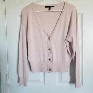 WHBM Cardigan Sweater Size S Petal Pink L/S Crop Demure Girlhood Cottagecore